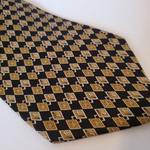 Zylos George Machado Geometric Silk Tie black gold Formal Office